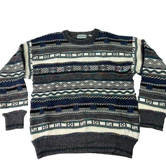 Alfani Sweater Mens S 3D Knit Textured Cosby Biggie 90s Hip Hop Coogi Style - Picture 2 of 12